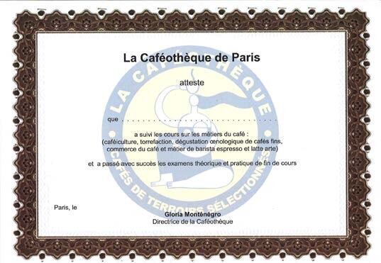 Diplôme de l’École de La Caféothèque